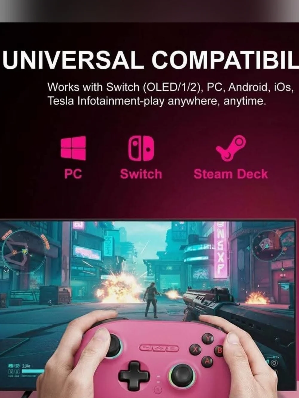 Pink Wireless Gaming Controller For PC - SW - ANDROID - IOS
